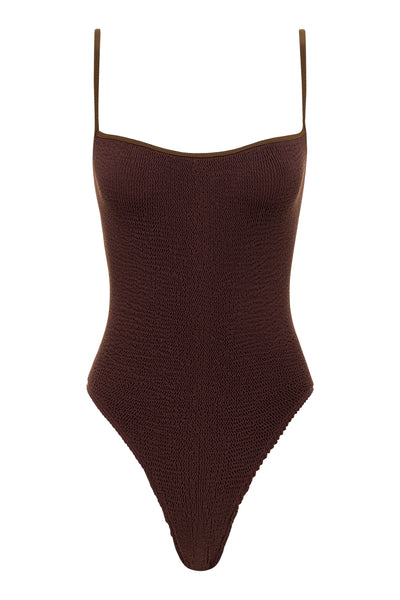 BALBOA THIN STRAP ONE PIECE - CHOCOLATE BROWN