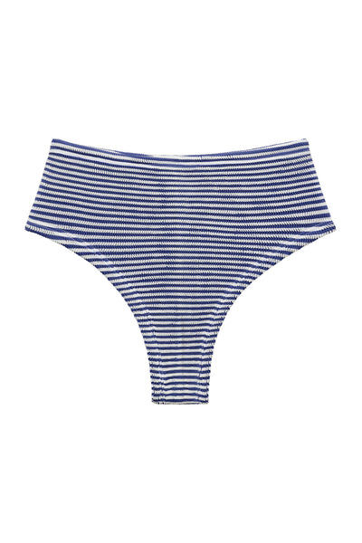 BALBOA HIGH WAISTED BIKINI BOTTOM - BLUE STRIPED