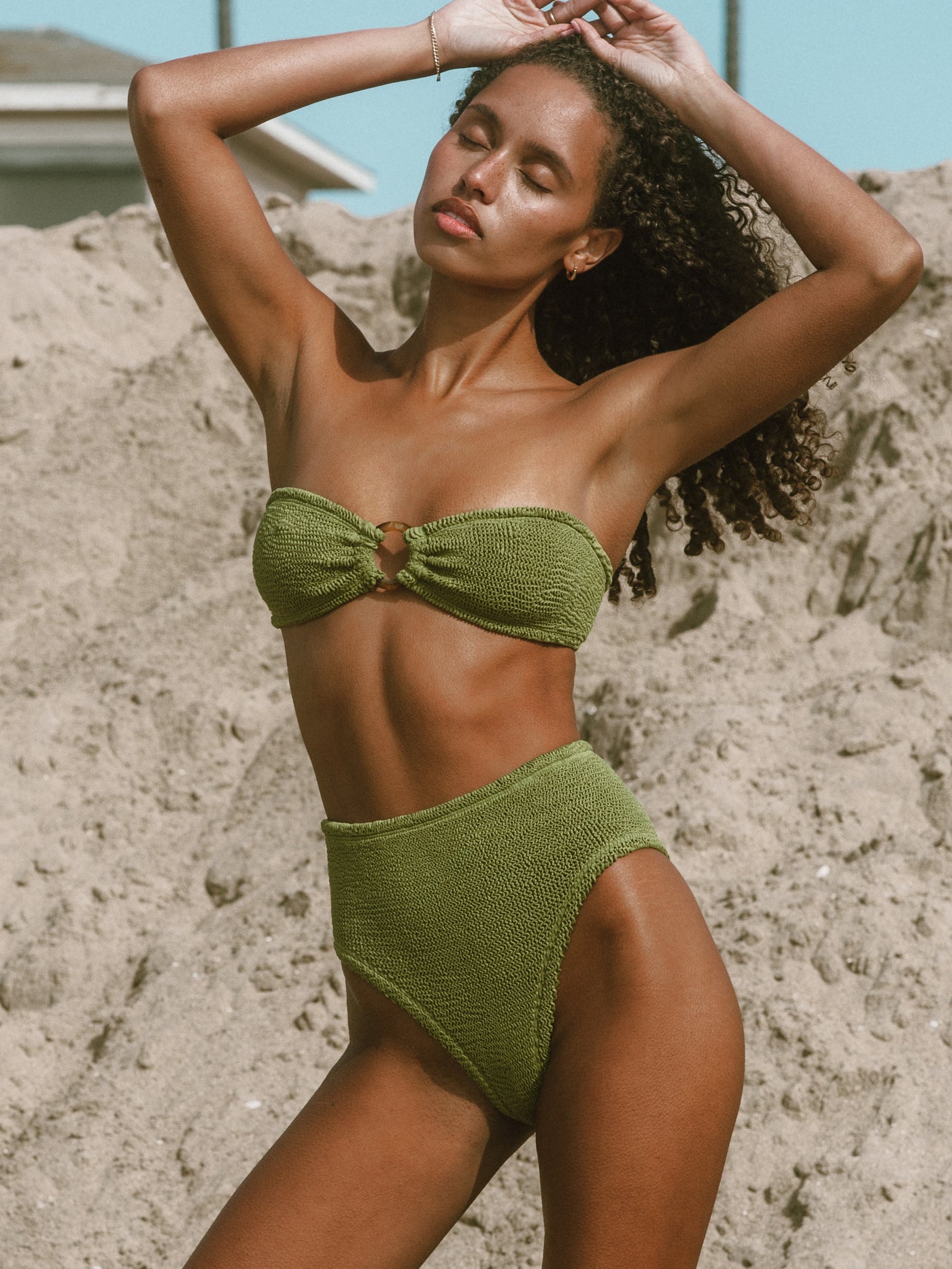 BALBOA HIGH WAISTED BIKINI BOTTOM - MOSS